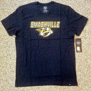 '47 Mens Smashville Nashville Predators T-Shirt NHL Hockey Fan Tee Blue Classic